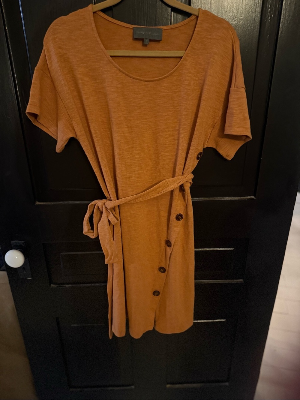 Sunday in Brooklyn Rust Orange Button-Front Knit Dress
